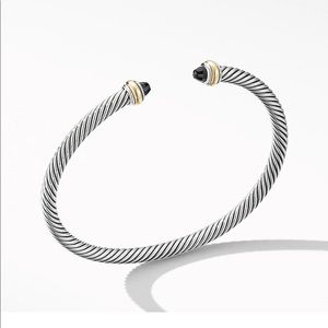 David Yurman Cable Classic Cuff Bracelet, Black Onyx 4mm. Size small